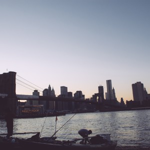 Brooklyn Bridge au soleil couchant